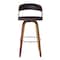 Armen Living Shelly 26" Counter Height Swivel Brown Faux Leather and Walnut Wood Bar Stool LCSHBABRWA26 - alternate 4